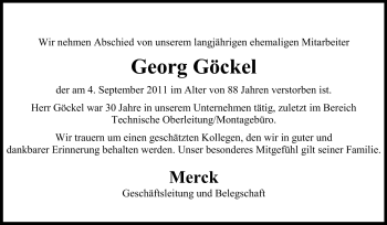 Traueranzeige von Georg Göckel von Darmstädter Echo, Odenwälder Echo, Rüsselsheimer Echo, Groß-Gerauer-Echo, Ried Echo