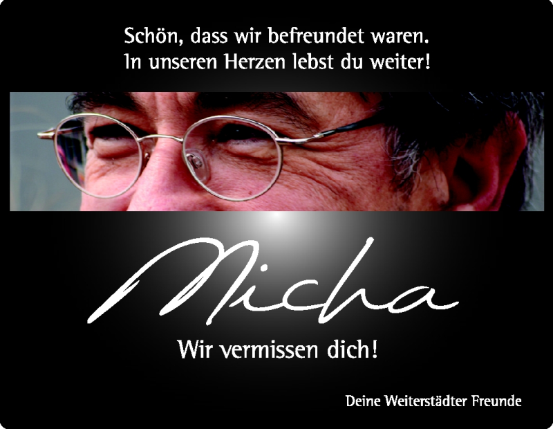  Traueranzeige für Micha Bratu vom 10.09.2011 aus Echo-Zeitungen (Gesamtausgabe)