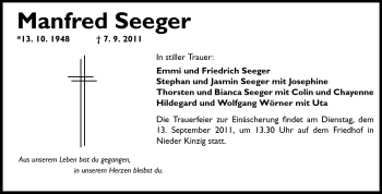 Traueranzeige von Manfred Seeger von Odenwälder Echo