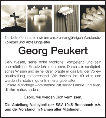 Traueranzeige von Georg Peukert von Odenwälder Echo
