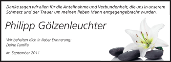 Traueranzeige von Philipp Gölzenleuchter von Rüsselsheimer Echo, Groß-Gerauer-Echo, Ried Echo