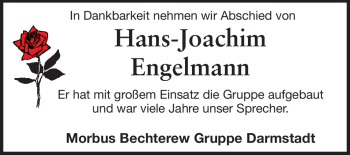 Traueranzeige von Hans-Joachim Engelmann von Echo-Zeitungen (Gesamtausgabe)