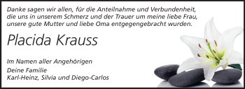 Traueranzeige von Placida Krauss von Starkenburger Echo