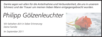 Traueranzeige von Philipp Gölzenleuchter von Rüsselsheimer Echo, Groß-Gerauer-Echo, Ried Echo