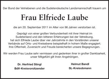 Traueranzeige von Elfriede Laube von Rüsselsheimer Echo, Groß-Gerauer-Echo, Ried Echo