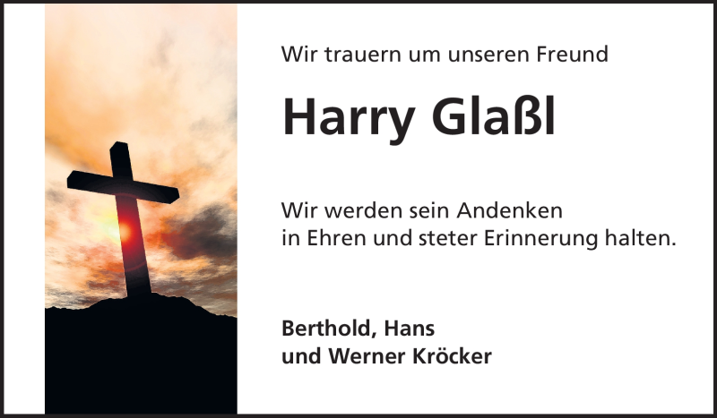  Traueranzeige für Harry Glaßl vom 28.09.2011 aus Rüsselsheimer Echo, Groß-Gerauer-Echo, Ried Echo
