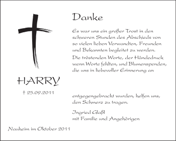 Traueranzeige von Harry Glaßl von Rüsselsheimer Echo, Groß-Gerauer-Echo, Ried Echo