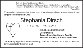Traueranzeige von Stephania Dirsch von Echo-Zeitungen (Gesamtausgabe)