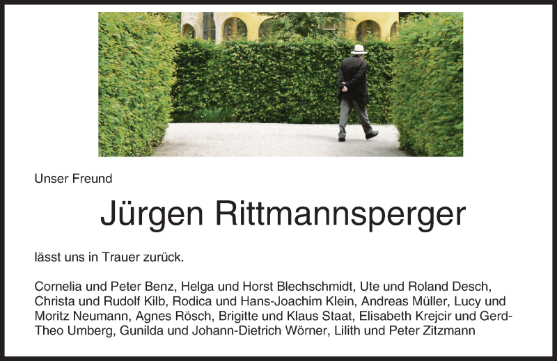  Traueranzeige für Jürgen Rittmannsperger vom 15.08.2015 aus trauer.echo-online.de