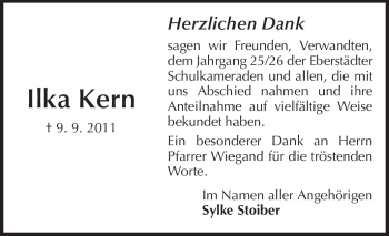 Traueranzeige von Ilka Kern von Echo-Zeitungen (Gesamtausgabe)