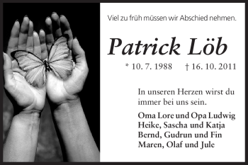 Traueranzeige von Patrick Löb von Odenwälder Echo