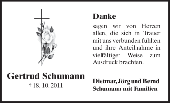 Traueranzeige von Gertrud Schumann von Rüsselsheimer Echo, Groß-Gerauer-Echo, Ried Echo