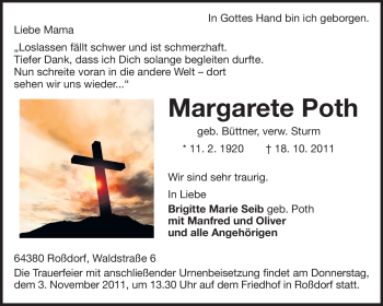 Traueranzeige von Margarete Poth von Echo-Zeitungen (Gesamtausgabe)