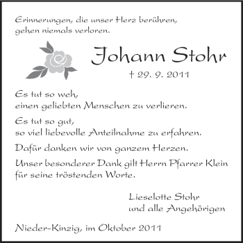 Traueranzeige von Johann Stohr von Echo-Zeitungen (Gesamtausgabe)