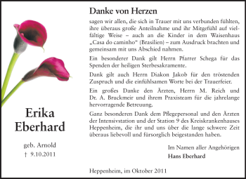 Traueranzeige von Erika Eberhard von Starkenburger Echo