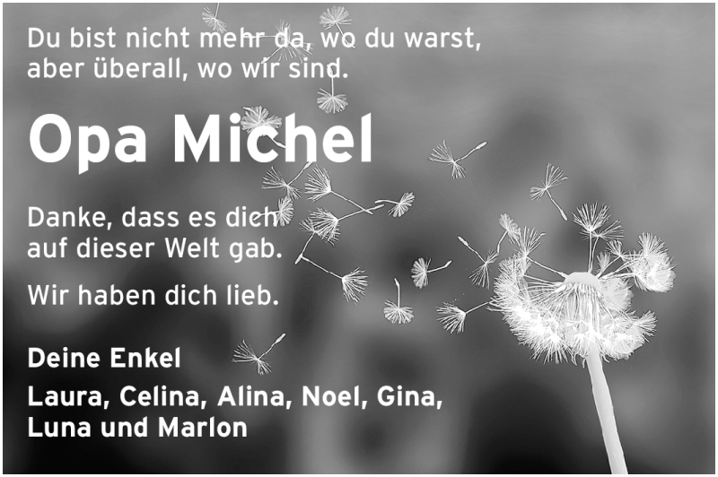  Traueranzeige für Michael Faulhaber vom 09.11.2011 aus Odenwälder Echo