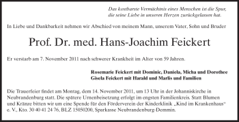 Traueranzeige von Hans-Joachim Feickert von Echo-Zeitungen (Gesamtausgabe)