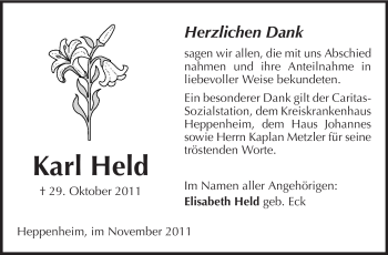 Traueranzeige von Karl Held von Starkenburger Echo