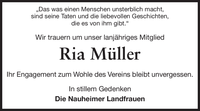  Traueranzeige für Maria Müller  vom 21.11.2011 aus Rüsselsheimer Echo, Groß-Gerauer-Echo, Ried Echo