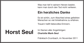 Traueranzeige von Horst Seul von Odenwälder Echo