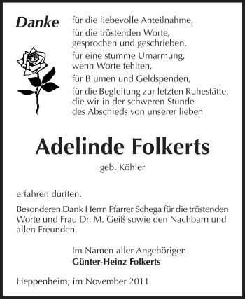 Traueranzeige von Adelinde Folkerts von Starkenburger Echo