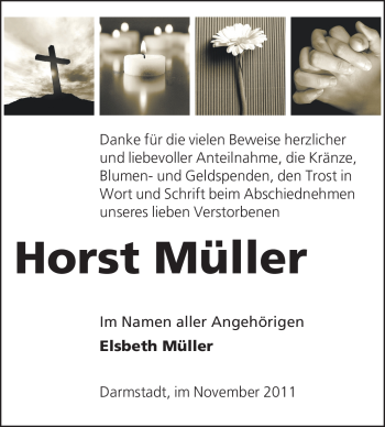 Traueranzeige von Horst Müller von Echo-Zeitungen (Gesamtausgabe)