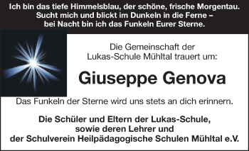 Traueranzeige von Guiseppe Genova von Echo-Zeitungen (Gesamtausgabe)