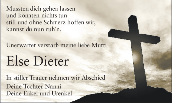 Traueranzeige von Else Dieter von Echo-Zeitungen (Gesamtausgabe)