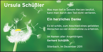 Traueranzeige von Ursula Schüßler von Echo-Zeitungen (Gesamtausgabe)