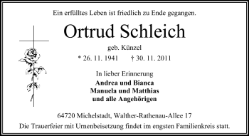 Traueranzeige von Ortrud Scheich von Odenwälder Echo