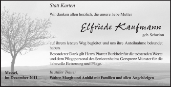 Traueranzeige von Elfriede Kaufmann von Darmstädter Echo, Odenwälder Echo, Rüsselsheimer Echo, Groß-Gerauer-Echo, Ried Echo