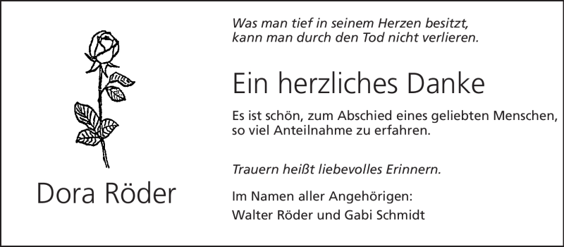  Traueranzeige für Dora Röder vom 10.12.2011 aus Echo-Zeitungen (Gesamtausgabe)