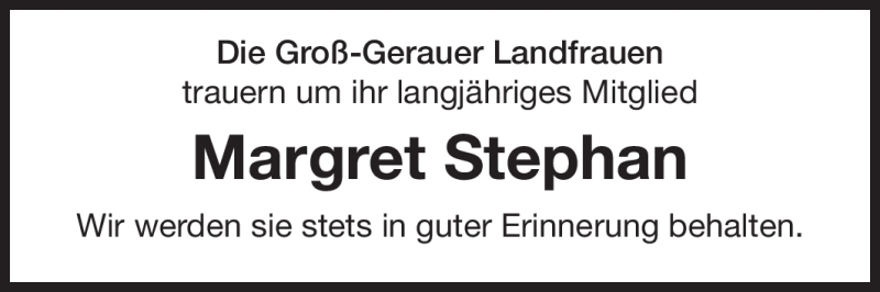  Traueranzeige für Margret Stephan vom 17.12.2011 aus Rüsselsheimer Echo, Groß-Gerauer-Echo, Ried Echo