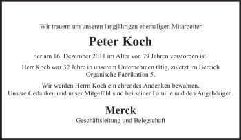 Traueranzeige von Peter Koch von Echo-Zeitungen (Gesamtausgabe)