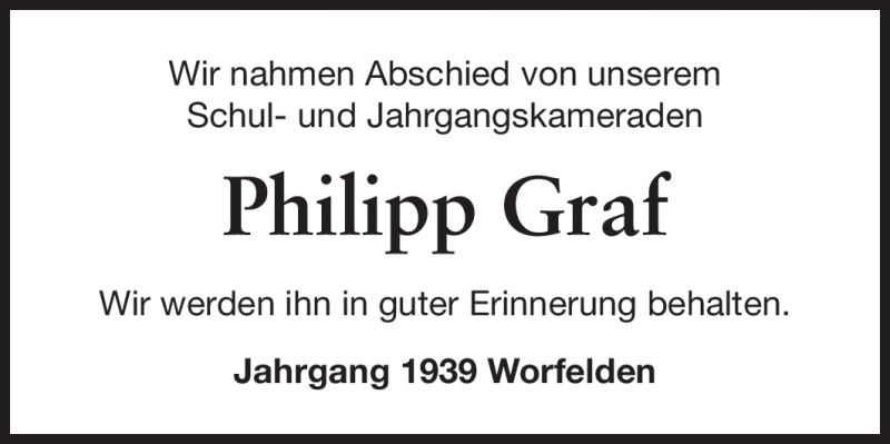  Traueranzeige für Philipp Graf vom 29.12.2011 aus Rüsselsheimer Echo, Groß-Gerauer-Echo, Ried Echo