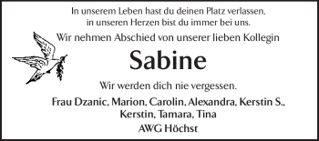 Traueranzeige von Sabine  von Odenwälder Echo