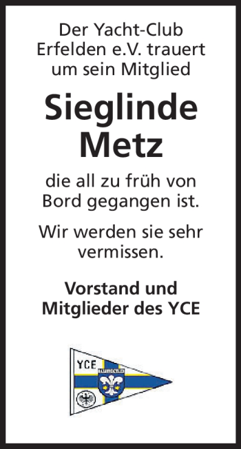 Traueranzeige von Katharina Sieglinde Metz von Rüsselsheimer Echo, Groß-Gerauer-Echo, Ried Echo