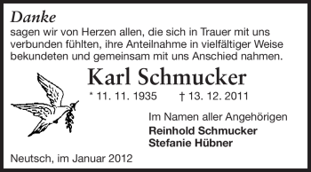 Traueranzeige von Karl Schmucker von Darmstädter Echo, Odenwälder Echo, Rüsselsheimer Echo, Groß-Gerauer-Echo, Ried Echo