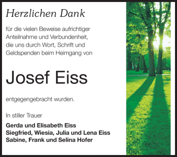 Traueranzeige von Josef Eiss von Rüsselsheimer Echo, Groß-Gerauer-Echo, Ried Echo