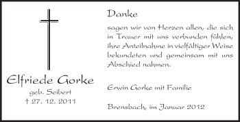 Traueranzeige von Elfriede Gorke von Echo-Zeitungen (Gesamtausgabe)