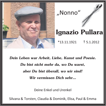 Traueranzeige von Ignazio Pullara von Rüsselsheimer Echo, Groß-Gerauer-Echo, Ried Echo
