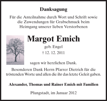 Traueranzeige von Margot Emich von Echo-Zeitungen (Gesamtausgabe)