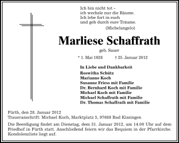 Traueranzeige von Marliese Schaffrath von Starkenburger Echo