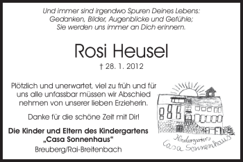 Traueranzeige von Rosi Heusel von Odenwälder Echo