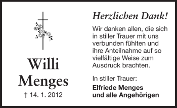 Traueranzeige von Willi Menges von Darmstädter Echo, Odenwälder Echo, Rüsselsheimer Echo, Groß-Gerauer-Echo, Ried Echo