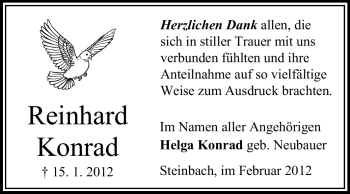 Traueranzeige von Reinhard Konrad von Odenwälder Echo