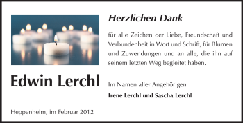 Traueranzeige von Edwin Lerchl von Starkenburger Echo