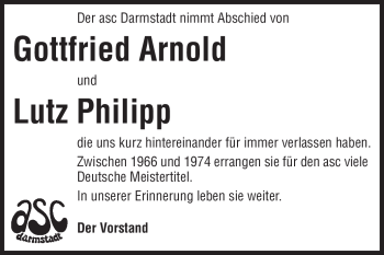 Traueranzeige von Der asc Darmstadt nimmt Abschied von Echo-Zeitungen (Gesamtausgabe)