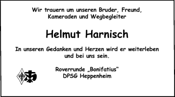 Traueranzeige von Helmut Harnisch von Starkenburger Echo