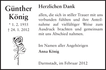 Traueranzeige von Günther König von Echo-Zeitungen (Gesamtausgabe)